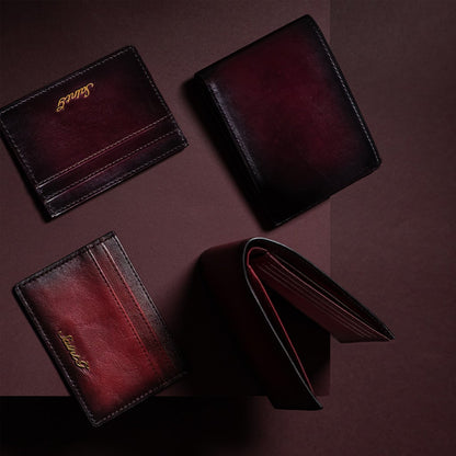 Dark Brown Leather Men's Wallet Set