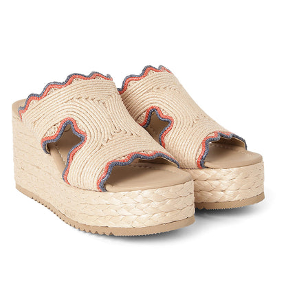 Saint Laura Ivory Leather Jute Sandals