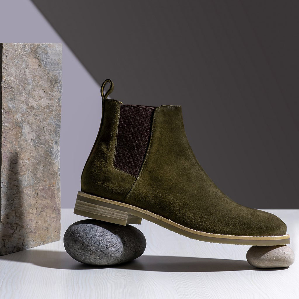 Saint Grimoald  Olive Suede Chelsea boot - SaintG