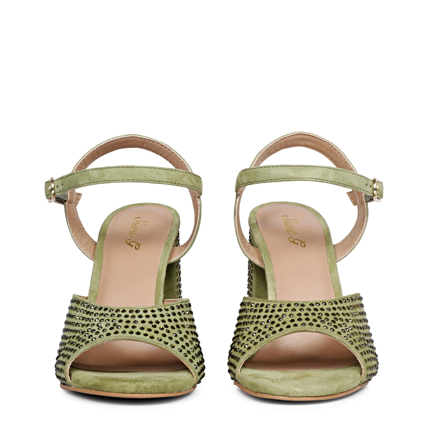 Saint Alyssa Stud Embellished safari Leather Block Heels