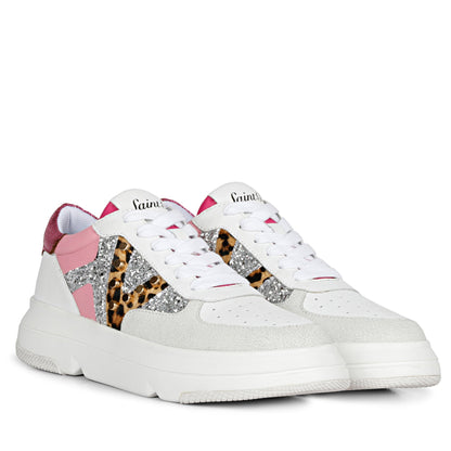 Saint Antea  Metal Studs Pink Leather Sneakers