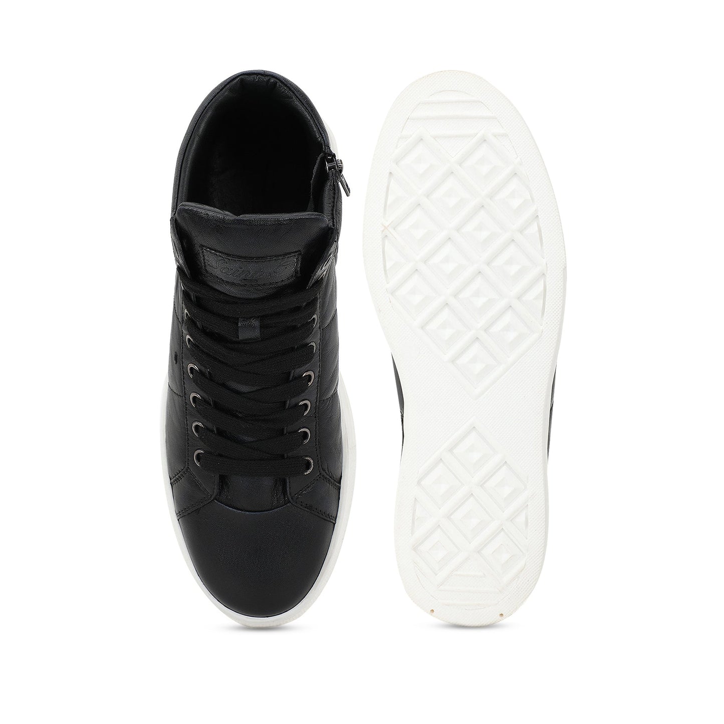 Saint Angelo Black Handcrafted Leather Sneakers