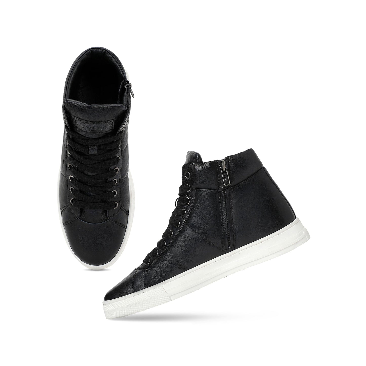 Saint Angelo Black Handcrafted Leather Sneakers