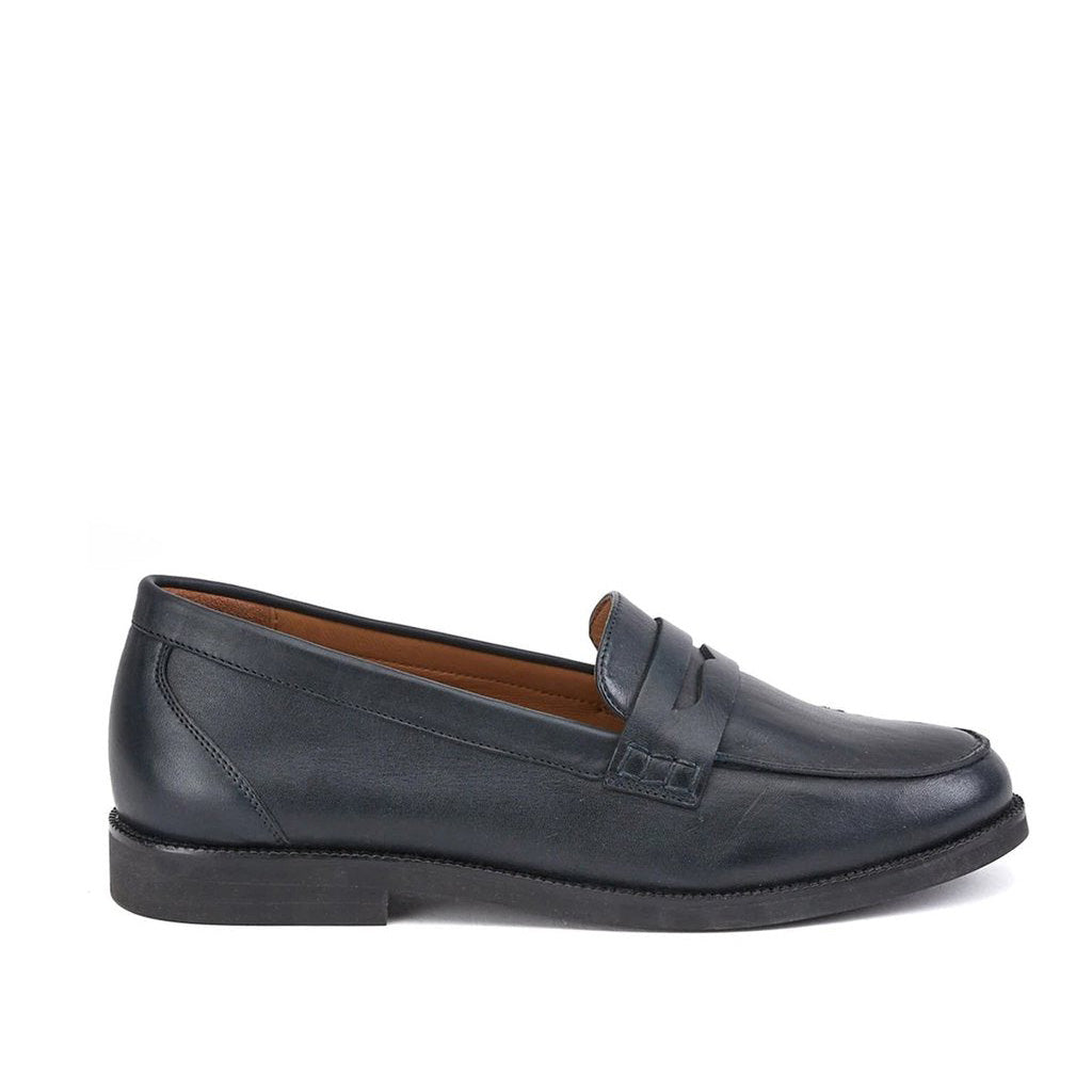 Saint Alena Dark Navy Leather Moccasins