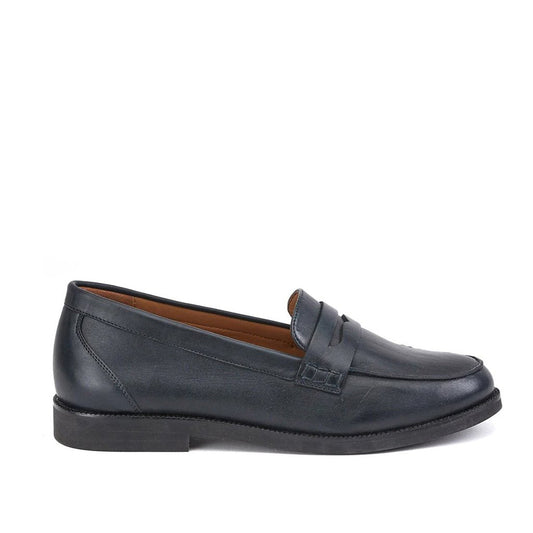 Saint Alena Dark Navy Leather Moccasins